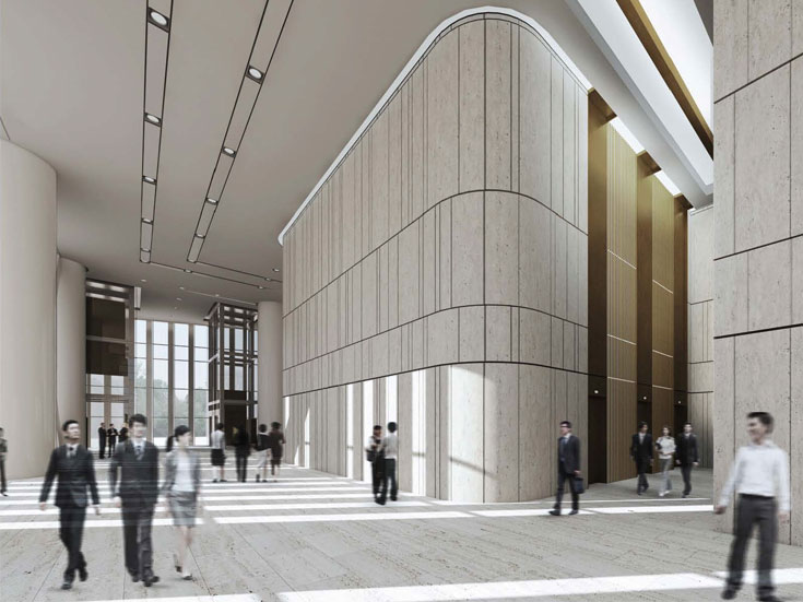 上海綠地廣場大廈寫字樓大廳設計-第3張圖片-上海古都建筑設計集團 上海綠地廣場大廈寫字樓大廳設計-第3張圖片-上海古都建筑設計集團