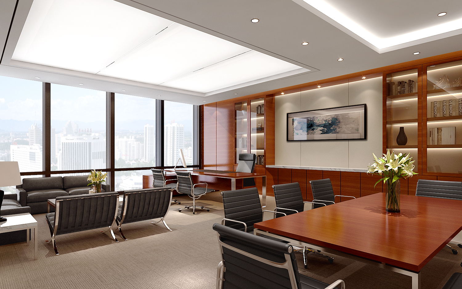 虹橋商務中心700平米中式風格辦公室設計-第5張圖片-上海古都建筑設計集團