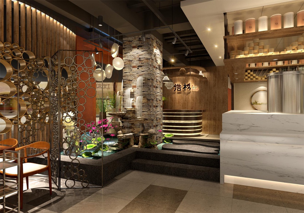新中式餐飲店裝潢設計效果-第2張圖片-上海古都建筑設計集團