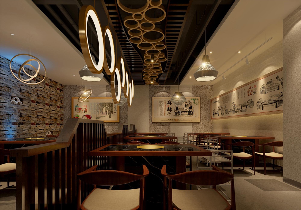 新中式餐飲店裝潢設計效果-第4張圖片-上海古都建筑設計集團