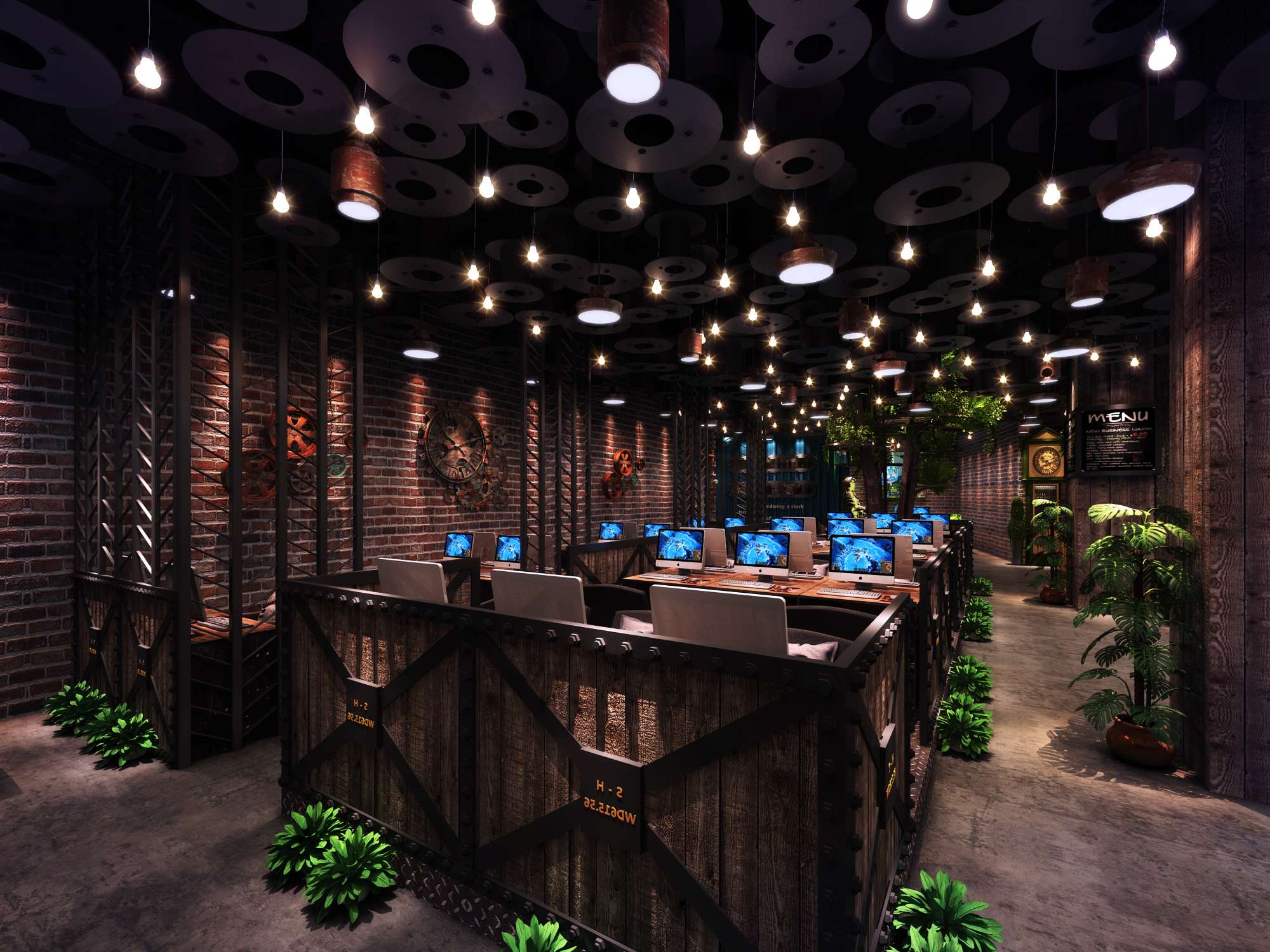 原木復古風格網吧裝修設計-第2張圖片-上海古都建筑設計集團 原木復古風格網吧裝修設計-第2張圖片-上海古都建筑設計集團