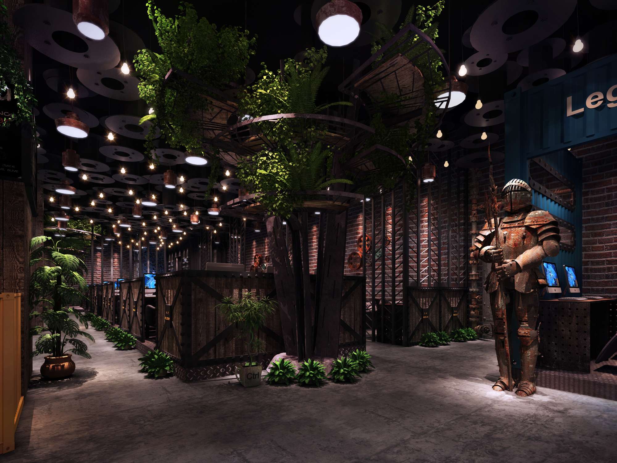 原木復古風格網吧裝修設計-第4張圖片-上海古都建筑設計集團 原木復古風格網吧裝修設計-第4張圖片-上海古都建筑設計集團