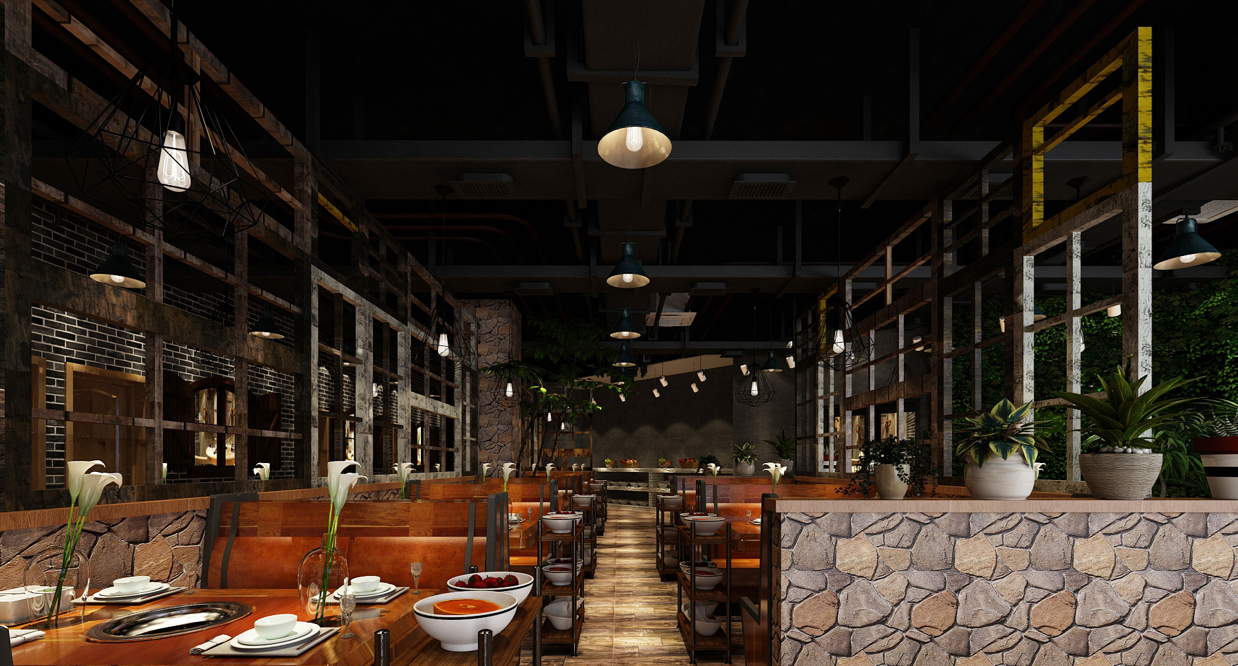 復古工業風火鍋店裝修設計-第3張圖片-上海古都建筑設計集團 復古工業風火鍋店裝修設計-第3張圖片-上海古都建筑設計集團