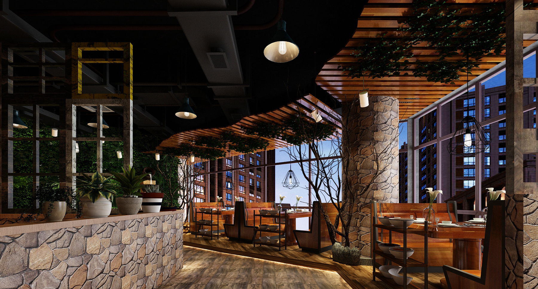 復古工業風火鍋店裝修設計-第4張圖片-上海古都建筑設計集團 復古工業風火鍋店裝修設計-第4張圖片-上海古都建筑設計集團