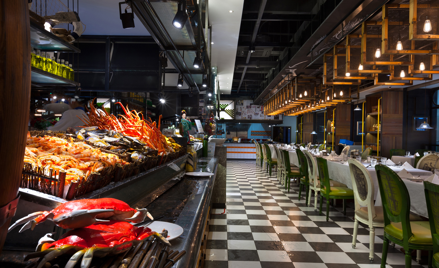 高檔海鮮自助餐廳裝修設計-第5張圖片-上海古都建筑設計集團 高檔海鮮自助餐廳裝修設計-第5張圖片-上海古都建筑設計集團